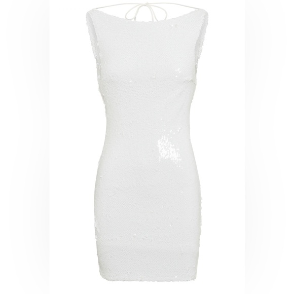 Meshki AYLA Sequin Mini Dress, White, size medium, bridal bachelorette wedding - Picture 5 of 7